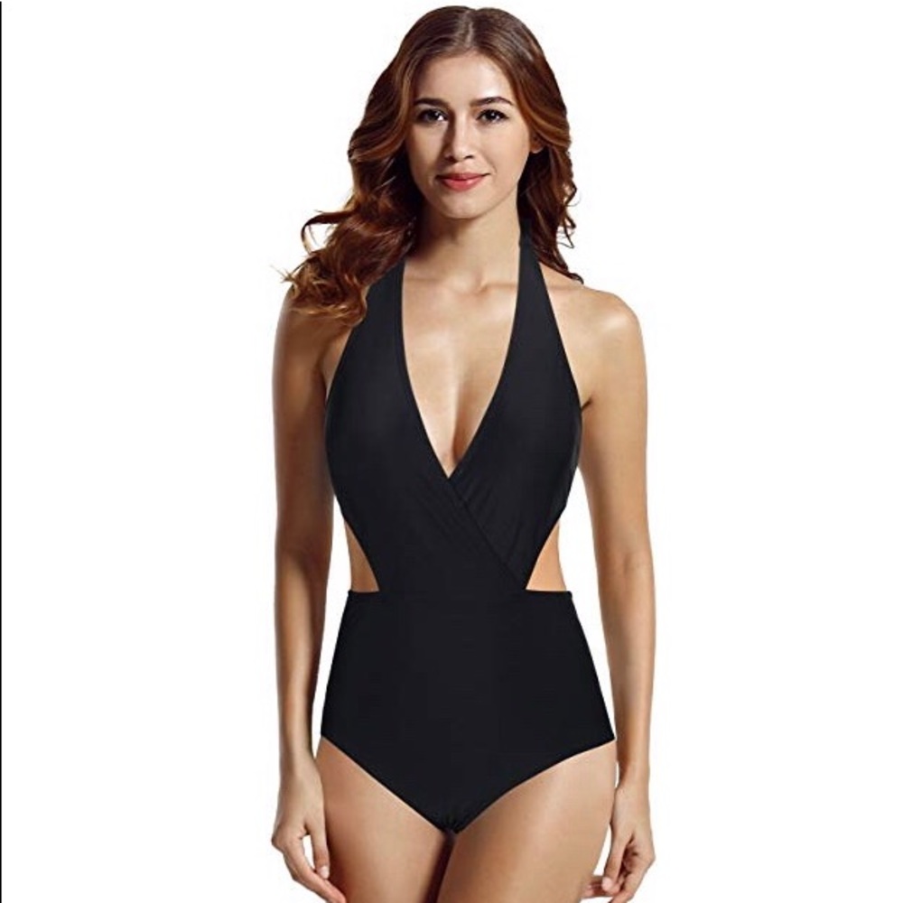 High Waisted Halter One Piece Monokini Swimsuit